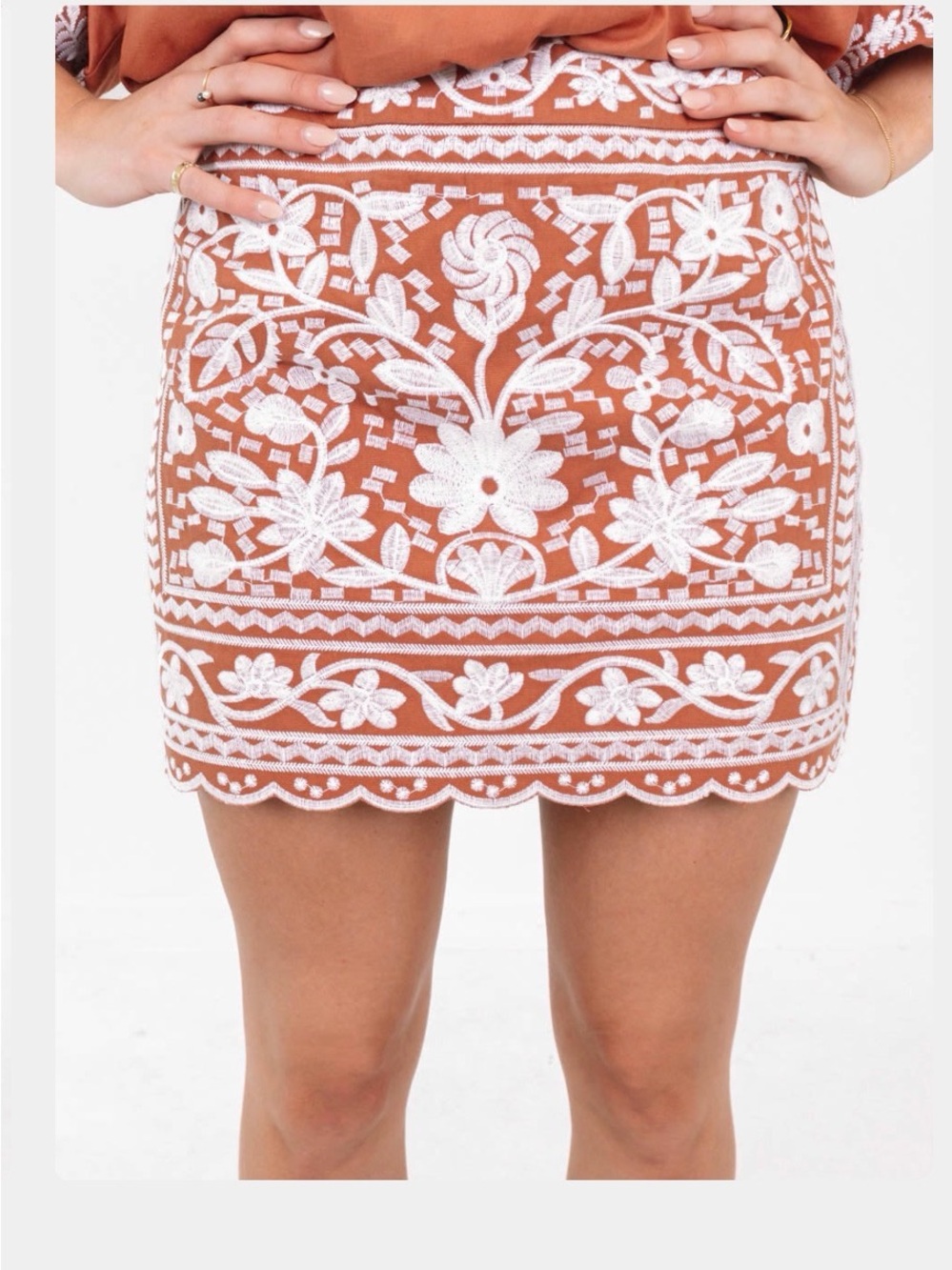 J.Marie-  Kenny skirt- burnt orange & white